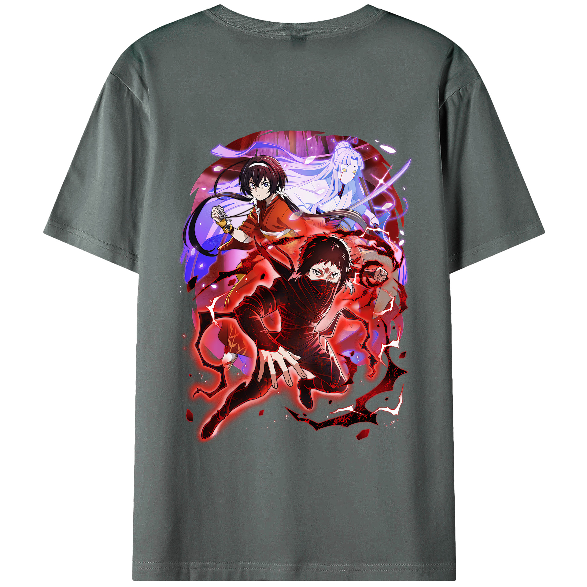 （画像用） 文豪ストレイドッグス Bungo Stray Dogs 綿100％ メンズ半袖Tシャツ（バックプリント） 通気性